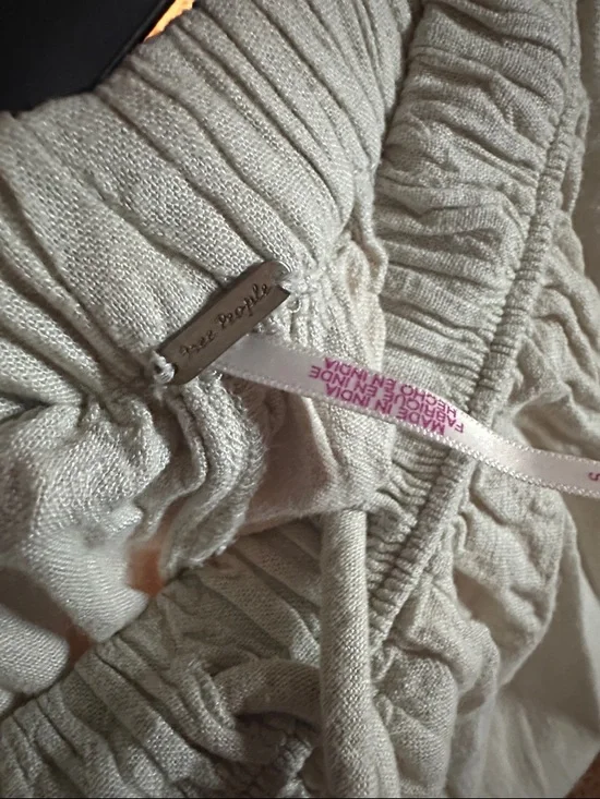 Free People Cream Wide Leg Pull-On Pants - Picture 5 of 6